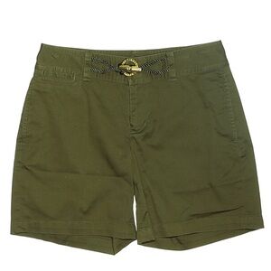 Lauren Ralph Lauren Olive Green  Women's Short Utility  Shorts with Belt Detail.